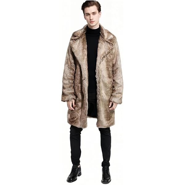 Faux Fur Jacket Men Winter Male Fur Overcoat s Sexy V Neck Long