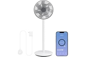 Ofuzzi Breeze 10 Pro+ Cordless Oscillating Pedestal Fan 140°+39°, Quiet Smart Fan with Alexa/WIFI/Google Remote Control, Built in Temperature&Humidity Sensor, 100 Speeds Standing Fan for Home Bedroom