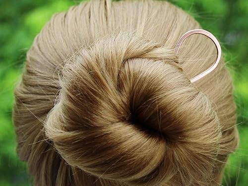 Amazon Com Copper Jewelry Rose Gold U Shape Hammered Hair Bun