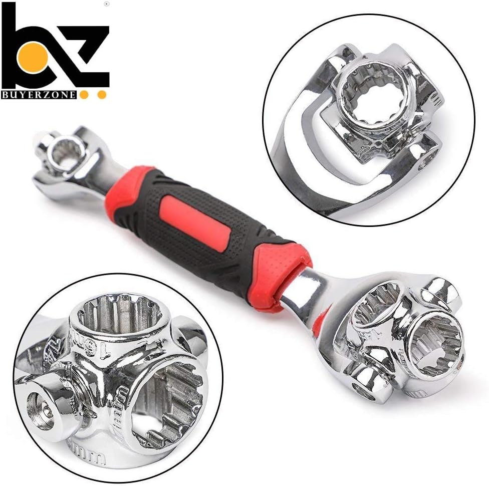 Buyerzone 48 in 1 Professional Multi-Socket Wrench For Auto, Home, Outdoor and More With 360ยฐ Rotating Heads (Red & Black Color)