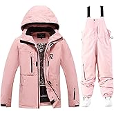 YEEFINE Women's Ski Suit Two Piece Waterproof Ski Jacket and Pants Set Outdoor Windproof Winter Snow Coat Warm Snowsuits