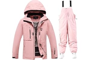 YEEFINE Women's Ski Suit Two Piece Waterproof Ski Jacket and Pants Set Outdoor Windproof Winter Snow Coat Warm Snowsuits
