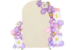 Maiangel 7.2FT Wedding Arch Cover Spandex Fitted Stretchy Arch Stand Covers,2-Sided Round Top Chiara Backdrop Cover for Party Birthday Ceremony Banquet Baby Shower Banquet Arch Decoration(Beige)