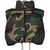 LEOROO Womens Winter Quilted Vest Camouflage Sleeveless Heated Jacket Outerwear Trendy Drawstring Zip Stand Collar Warm Coat