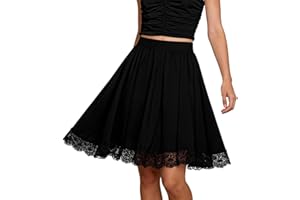 Chaoyinn Half Slips for Women Long Underskirt Anti Static Satin Under Skirt with Lace Trim Slip for