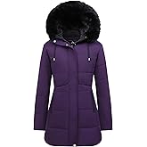 MOERDENG Women's Winter Puffer Coat Thicken Fleece Lined Down Jacket Waterproof Faux Fur Detachable Hooded Parka