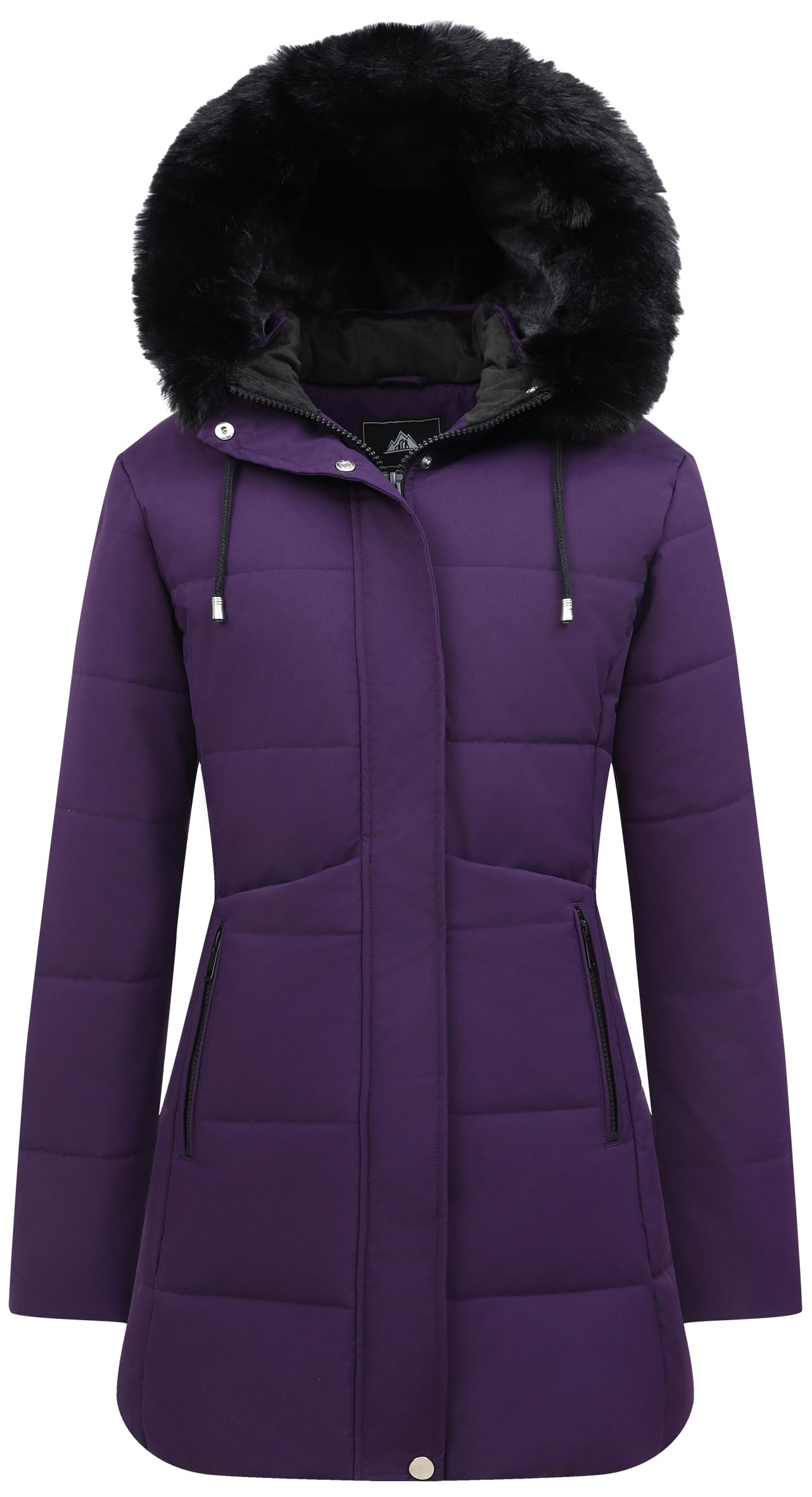 MOERDENG Women's Winter Puffer Coat Thicken Fleece Lined Down Jacket Waterproof Faux Fur Detachable Hooded Parka Image