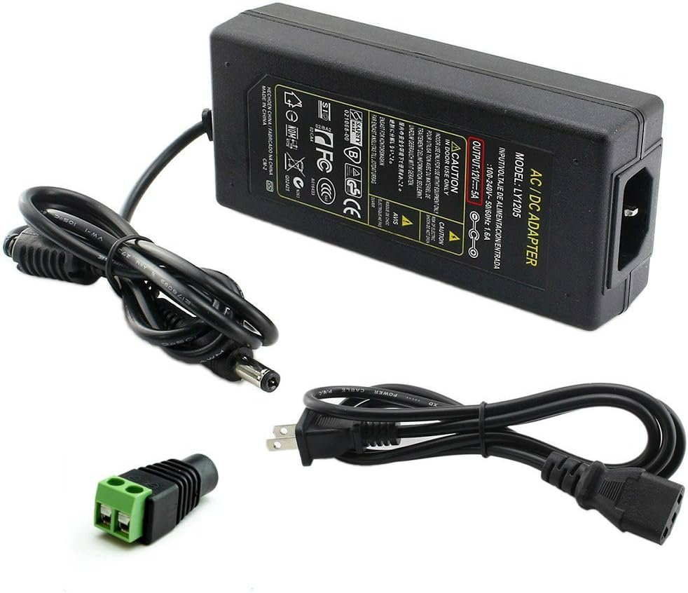 Alarmpore Power Adapter, Transformers, Power Supply For LED Strip, Output 12V DC, 5A Max, 60 Watt Max, with 5.5x2.1mm DC Output Jack