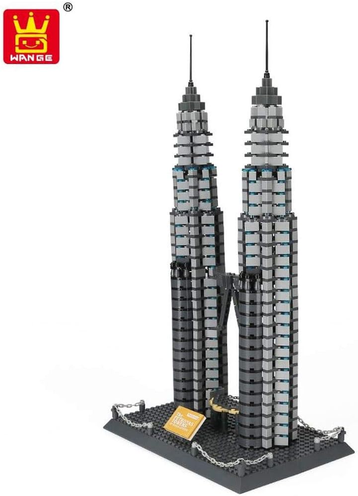 Wange Petronas Towers of Kuala Lumpur. Architecture building bricks set, 27 x 18 x 49 cm - Image 3