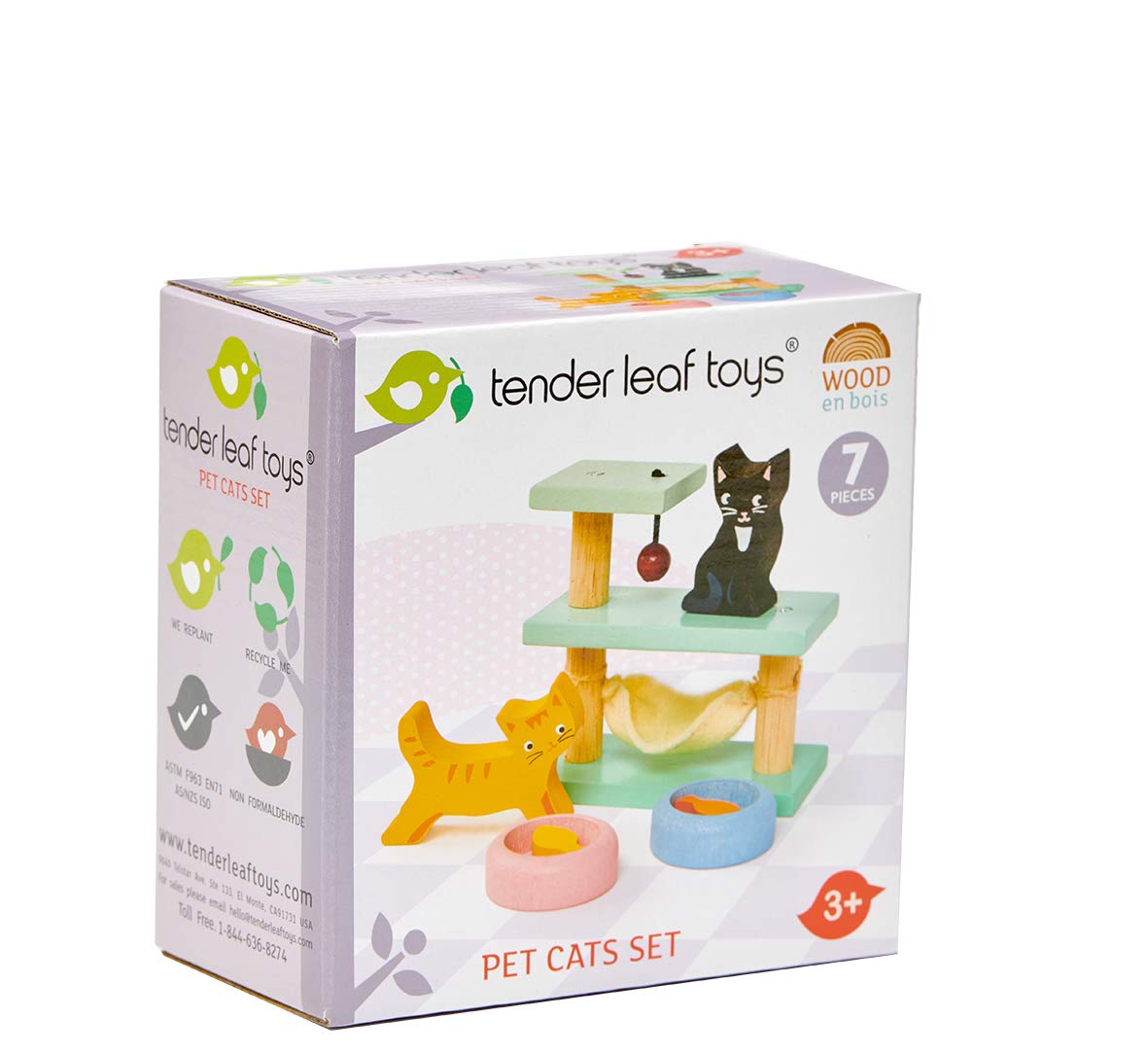 Tender Leaf Toys - Pets Sets for Doll House Accessories - Great Add-on Pet Play Set to Any Dollhouse - Encourage Creative and Imaginative Fun Play for Children - Age 3+ (Pet Cats Set)
