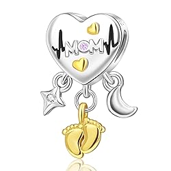 MGIUL Mum Heart Baby Footprints Charm for Women
