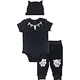 Marvel Avengers Black Panther Baby Cosplay Bodysuit Pants and Hat 3 Piece Outfit Set Newborn to Infant