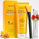 AMOADO Blackhead Remover Mask, Peel Off Face Mask with Vitamin C &amp; Turmeric for Men and Women&ndash;Deep Cleansing Nose Facial Mask for Blackheads, Pores &amp; Oil Control with Pimple Extractor and Brush