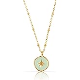 Made by Nami Gold Plated Starburst Necklace in Turquoise Coin Sterling Silver North Star Necklaces for Women