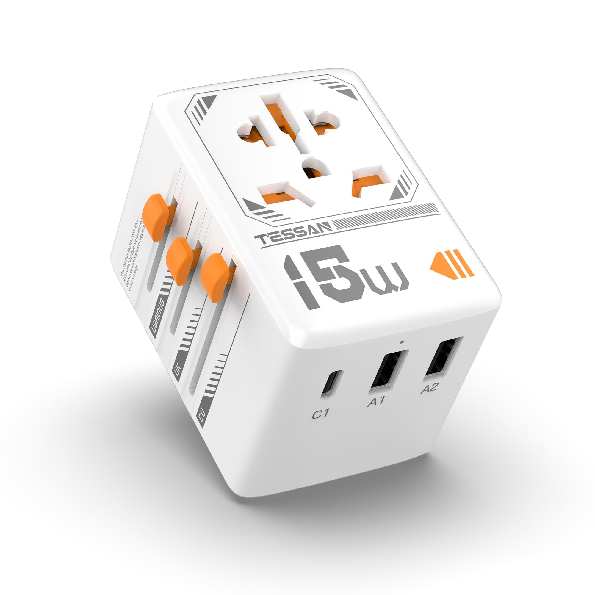 Mua TESSAN Overseas Universal Conversion Plug, 2 USB-A and 1 USB-C ...