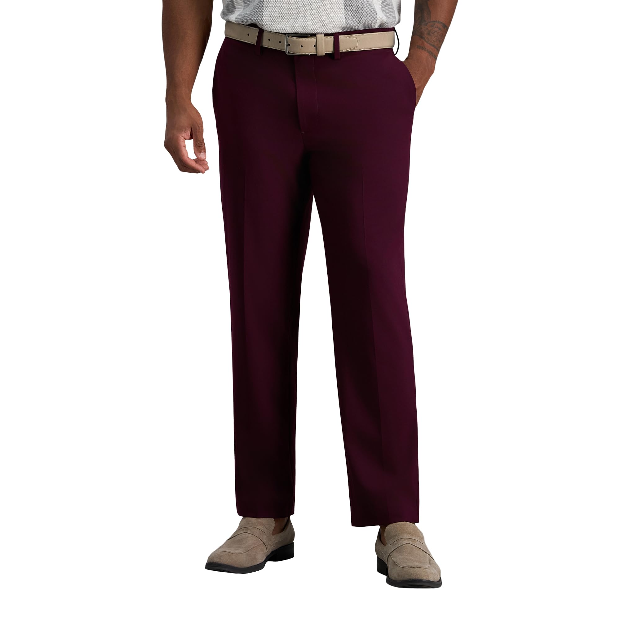 Haggar Men's JMH Slim Fit Dress Pant - Merlot 29x30 Image