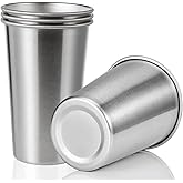 SMLIXE 4 Pack 24oz Stainless Steel Pint Cup,Healthy Unbreakable and Stackable,Metal Drinking Glasses