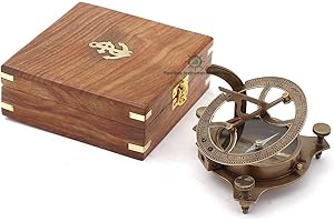 ROORKEE INSTRUMENTS (INDIA) A NAUTICAL REPRODUCTION HOUSE RII Nautical Vintage Directional Magnetic Sundial Compass with Famous Scripture Quote Engraved Baptism Gifts with Leather/Wooden Case for Loved Ones, Son, Love, Partner