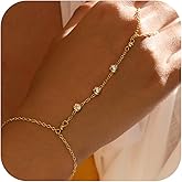 U UWorld 18K Gold Plated Hand Chain Bracelet for Women, Dainty Adjustable Finger Ring Bracelets Stainless Steel Non-Tarnish Trendy Summer Stackable Jewelry