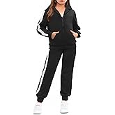 Arshiner Girls 2 Piece Outfits Sweatsuits Zip Up Hoodie Sweatshirt and Sweatpant Athletic Tracksuit Jogger Set