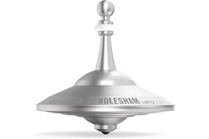 Plexity Labs UFO Tops Rendlesham - Metal Spinning Fidget Toy Top - Inspired by The Documented 1980 UFO Sighting in Rendlesham, England (Cosmic Silver.)