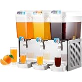 Commercial Beverage Dispenser, 3 Tanks 14.25 Gallon 54L Commercial Juice Dispenser, 18 Liter Per Tank, 380W Stainless Steel Food Grade Ice Tea Drink Dispenser with Thermostat Controller