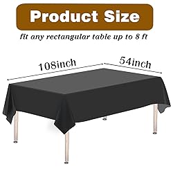 Kopokita 6PCS Black Plastic Tablecloths 54 x 108