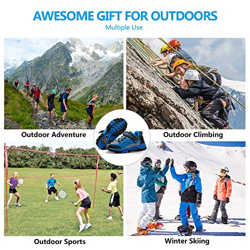Kids Hiking Shoes School Athletic Tennis Sneaker Slip Resistant Steel Buckle Sole Walking Running Climbing Trekking Sneakers for Boys Girls