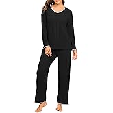 PrinStory Womens Pajamas Set Fall and Winter Ladies Pjs Long Sleeve 2 Piece Pajama Lounge Sets