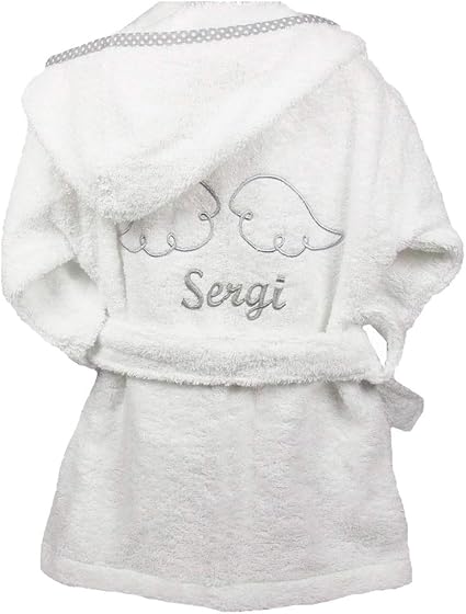 Peignoir Bebe Personnalise Avec Nom Et Ailes D Ange Dans Le Dos Amazon Fr Bebes Puericulture