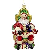 Kurt Adler 5.5" Bellissimo Glass Santa On Throne Ornament