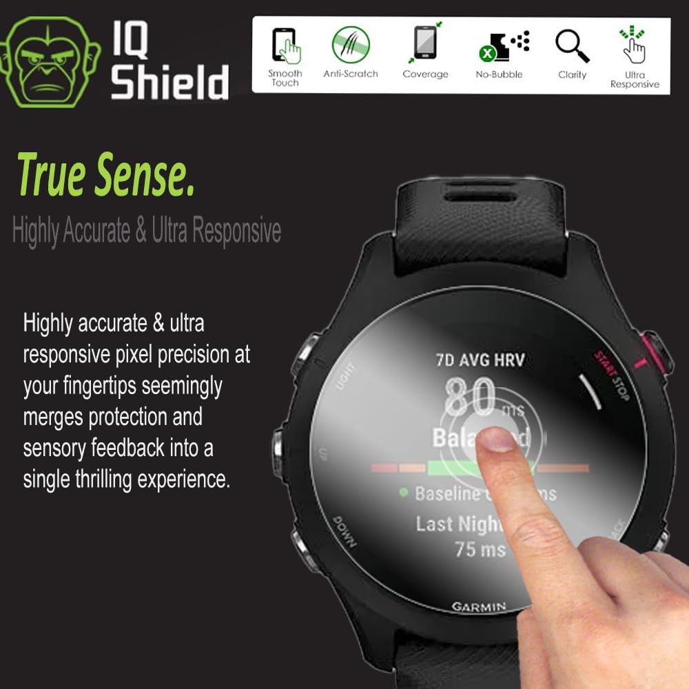IQShield Screen Protector Compatible with Garmin Forerunner® 265 (6-Pack) Anti-Bubble Clear TPU Film