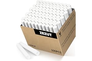 ZEZUT White Chalk 100PCS, Low Dust Chalks Stick Bulk for Chalkboard Blackboard Non-Toxic