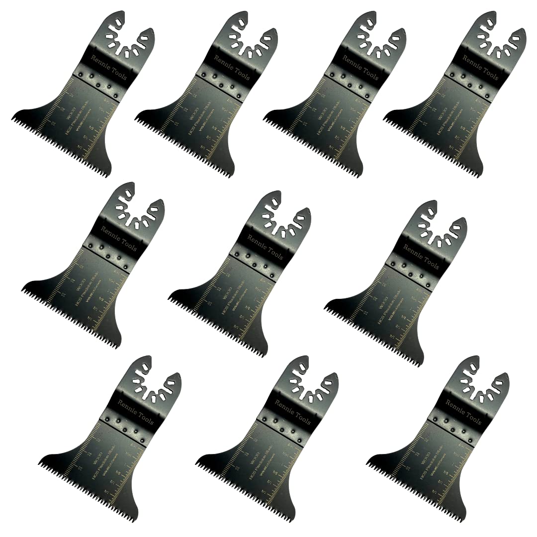 Pack of 10 x 65mm Wide Coarse Oscillating Multi Tool Blades/Wood Cutter Saw Blades Set Compatible with Dremel Fein Multimaster Makita Stanley Worx Dewalt Multi Tool Etc Curved Multitool Blade