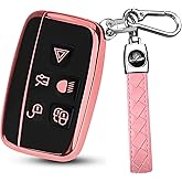 MILD EAST for Range Rover Key Fob Cover with Car Keychain ,Soft TPU Car Key Case Compatible with LR4 Sport Evoque for Jaguar XF XJ XJL F-pace, 5 Buttons for Jaguar Key Cover
