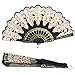Mimgo Store Lace Flowers Design Black Spanish Style Dance Wedding Party Lace Silk Folding Hand Held Flower Fan