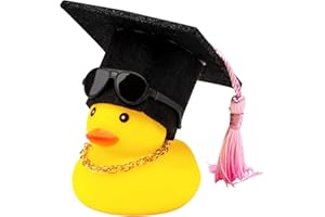 wonuu Car Rubber Duck Car Duck Decoration Dashboard Car Ornament for Car Dashboard Decoration Accessories with Mini Bachelor Cap Necklace and Sunglasses