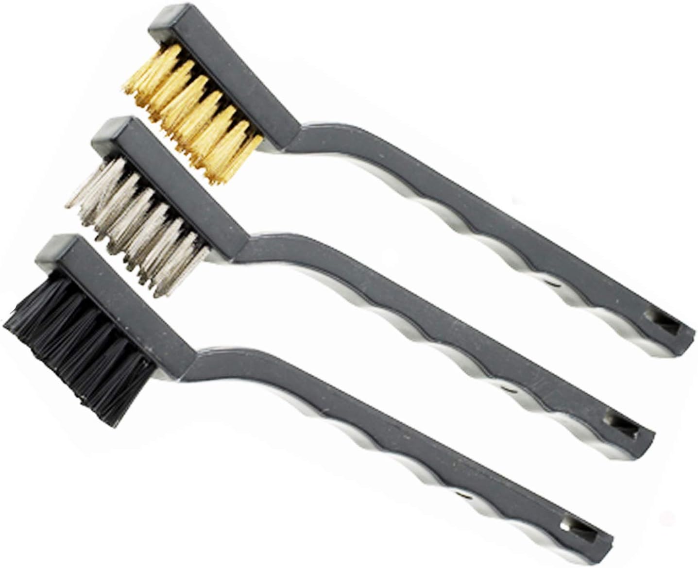 Wire Brush Brass Steel Nylon Remove Surface Rust Paint Polish Welding BBQ Garage (3pcs Mini Brushes Set)