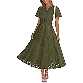 MEROKEETY Women's Summer Floral Maxi Dress 2026 Spring Boho Vacation Eyelet Lace Short Sleeve A Line Tiered Flowy Dresses