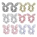 Hair Scrunchies Ties with Bow - Striped Bunny Ear Hair Elastic Bands Ponytail Holder for Women Accessories 12pcs (6colors)