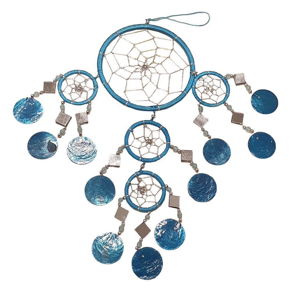 Vie Naturals Capiz Dream Catcher, No Feathers, 12cm, Blue