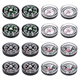 16 Pack Small Mini Button Compasses for Camping Hiking Traveling 20mm
