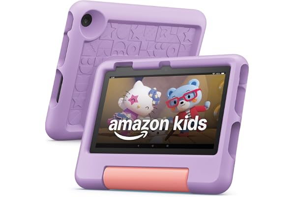Amazon Fire 7 Kids tablet (newest model) ages 3-7. Top-selling 7" kids tablet on Amazon. Includes ad-free and exclusive content, easy parental controls, 10-hr battery, 16 GB, Purple