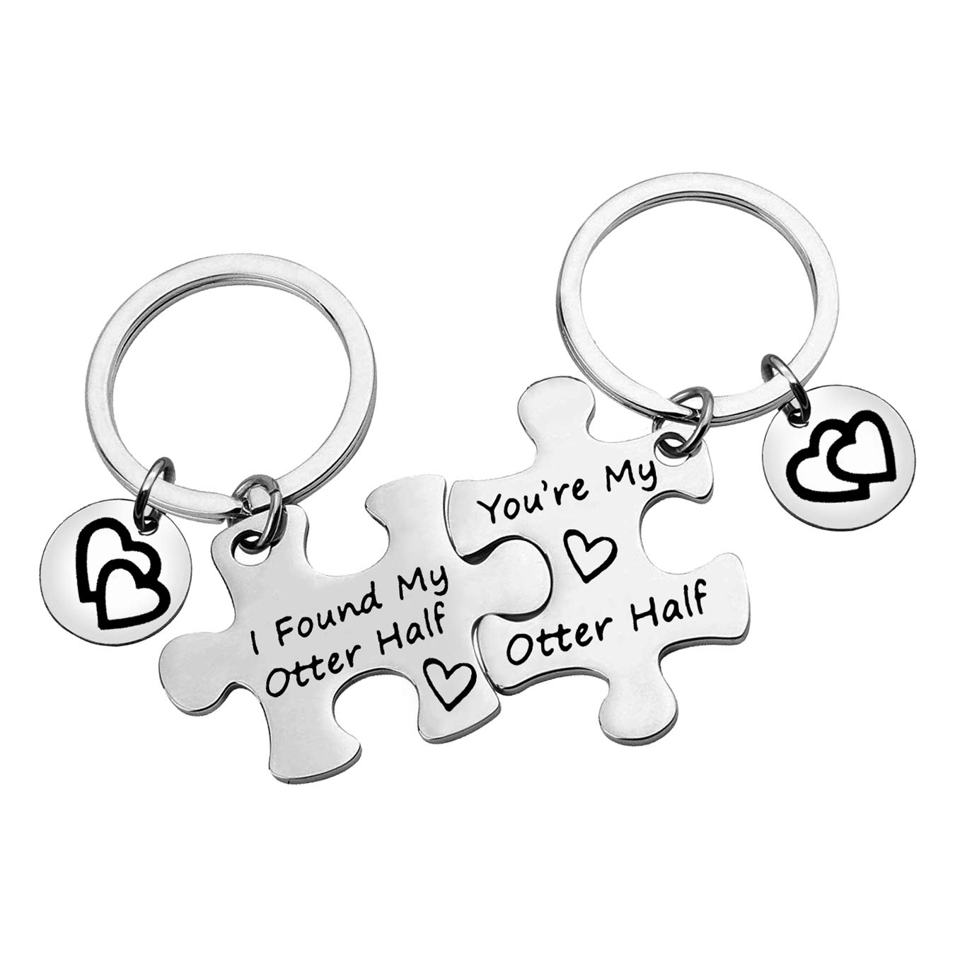Huwujiu Valentines Day Gifts for Couple Anniversary Keyring Gifts for Boyfriend Girlfriend Husband Wife You're My Otter Half I Found My Otter Half Keyring Set Wedding Christmas Birthday Gift