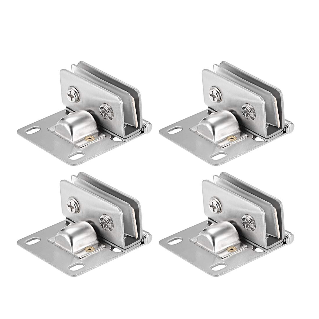 sourcing map Glass Hinge Cupboard Cabinet Door Hinge Glass Clamp,Stainless Steel, for 5-8mm Thickness 4Pcs