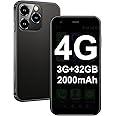 soyes Mini Phone 4G Unlocked World's Smallest Mini Smartphone 3.0'' Touch Screen Compact Mobile Phone for Kids & Students 2000mAh Battery Cell Phone with Dual SIM Quad Core Face ID GPS 3GB+32GB Black