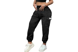 XYXYING Women’s Lightweight Quick-Dry Camo Cargo Pants - Tapered Leg Elastic Drawstring Waistband Breathable Tactical Pants