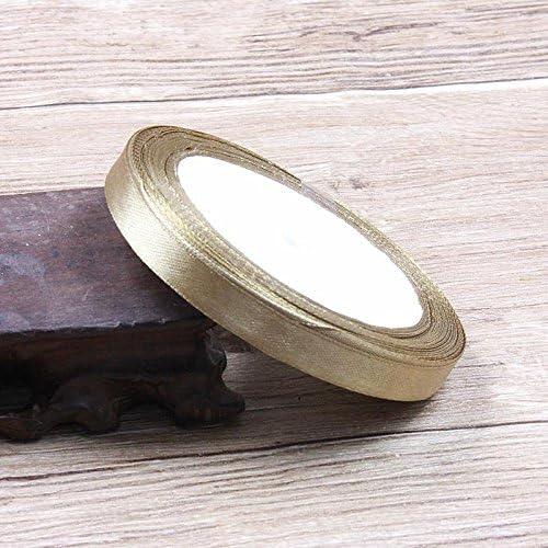 25 yard Long Silk Satin Ribbon 10 mm Wide Party Home Wedding Decoration Gift Wrapping Christmas New Year DIY Material Supplies (Old Gold)