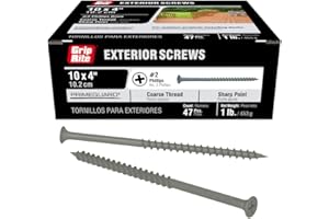 Grip-Rite PTN4S1 PG10 Polymer Coated #10 x 4 Coarse Thread Deck Screw, Gray, 1lb Box