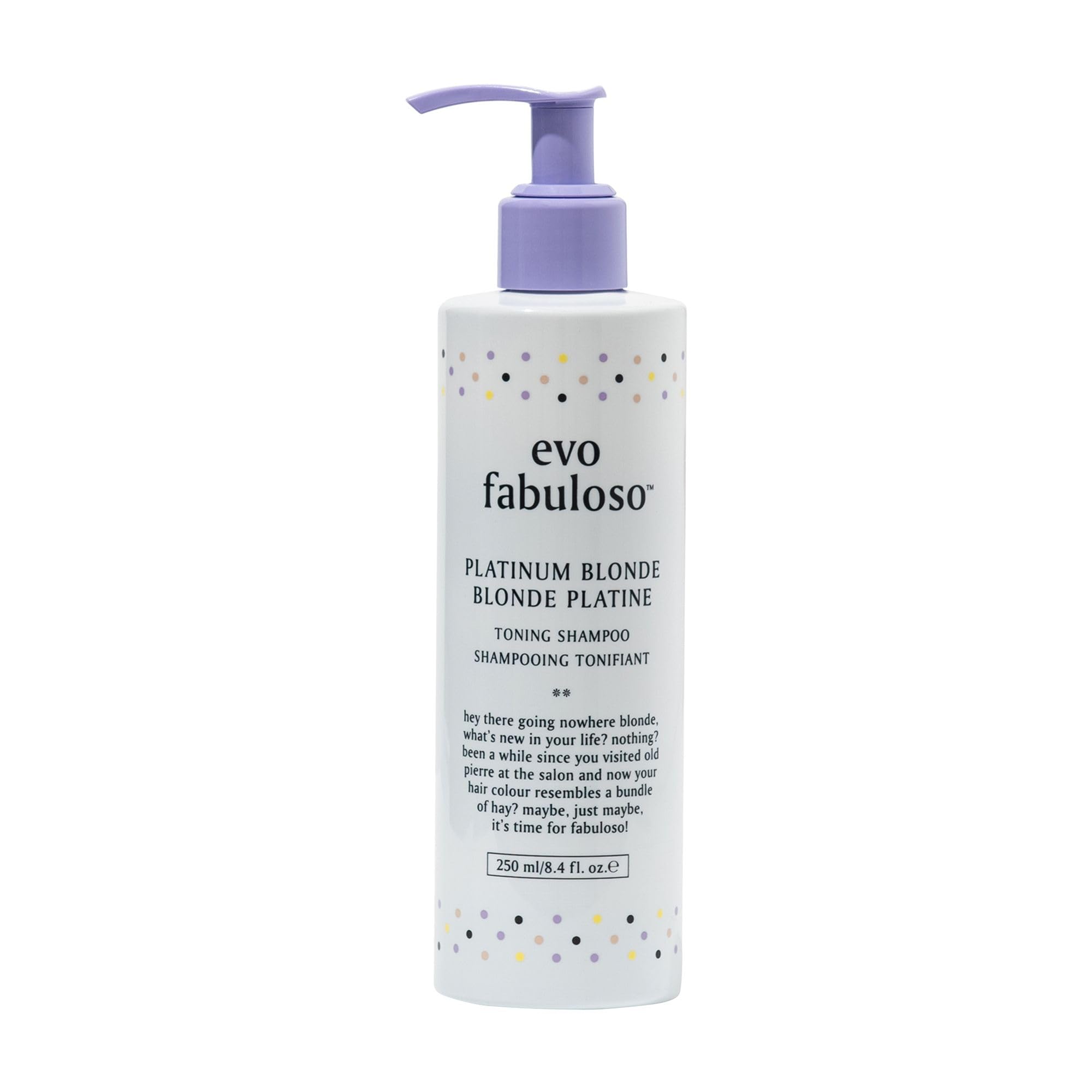 EVO Fabuloso - Platinum Blonde Toning Shampoo - Refreshes and revives colored hair - Purple Shampoo to Extended Life of Color - Treated Blonde Hair